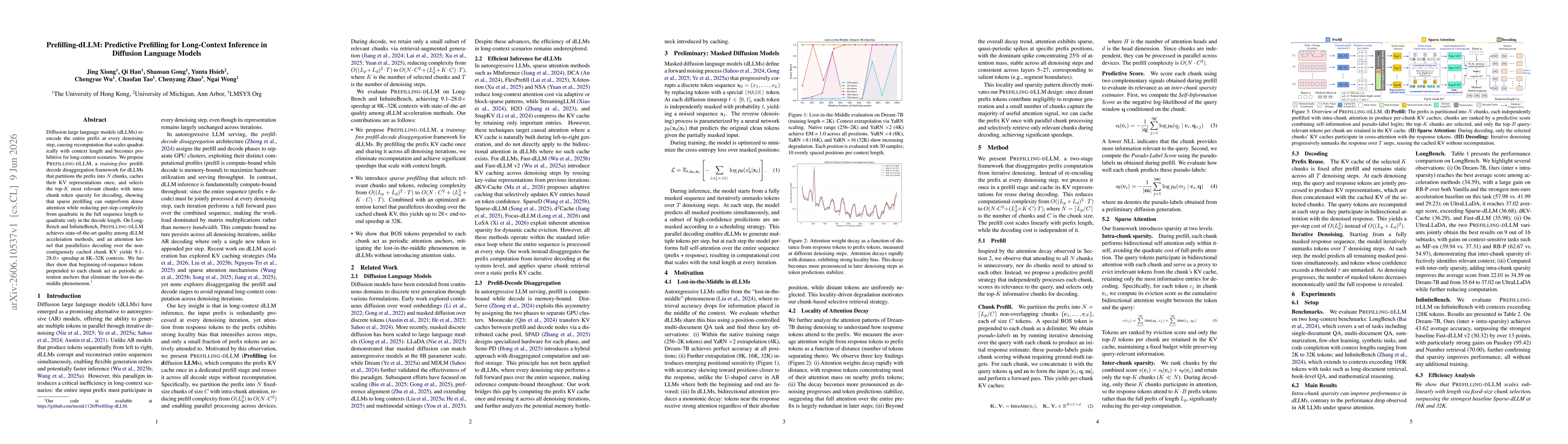 Thumbnail for Prefilling-dLLM: Predictive Prefilling for Long-Context Inference in Diffusion Language Models