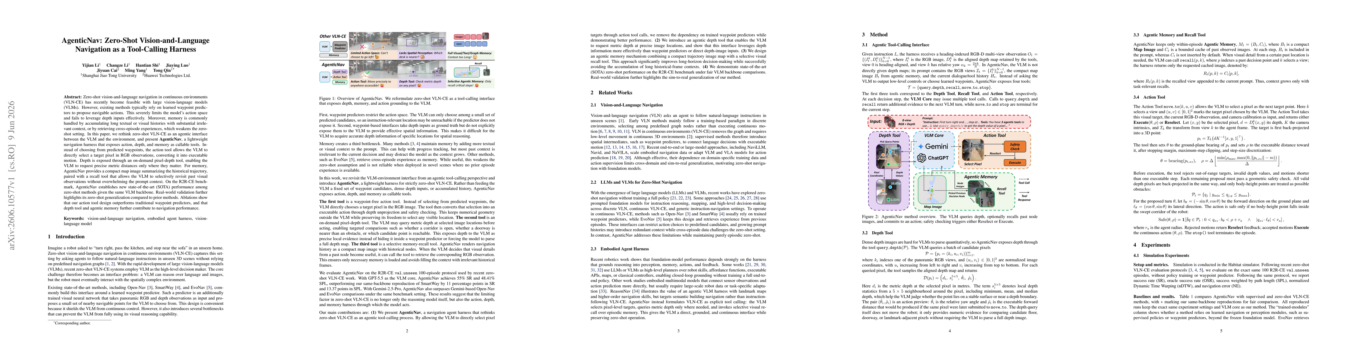 Thumbnail for AgenticNav: Zero-Shot Vision-and-Language Navigation as a Tool-Calling Harness
