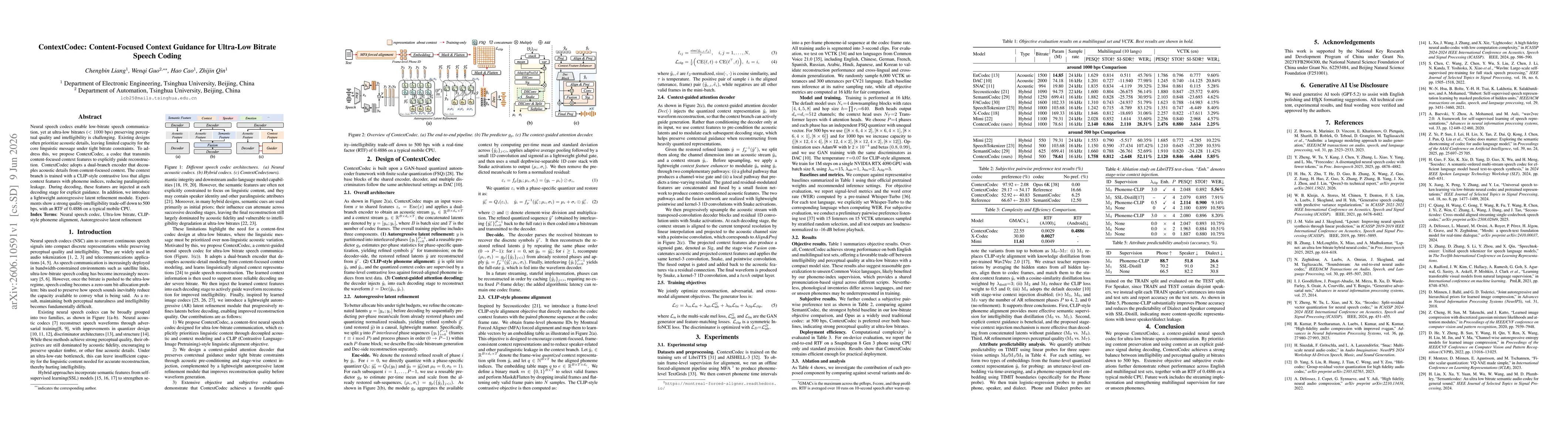 Thumbnail for ContextCodec: Content-Focused Context Guidance for Ultra-Low Bitrate Speech Coding