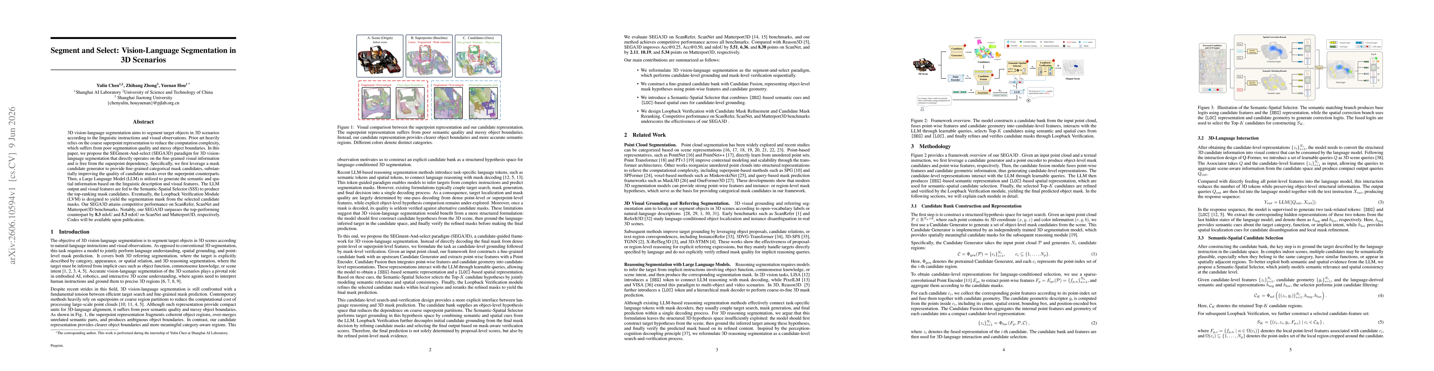 Thumbnail for Segment and Select: Vision-Language Segmentation in 3D Scenarios