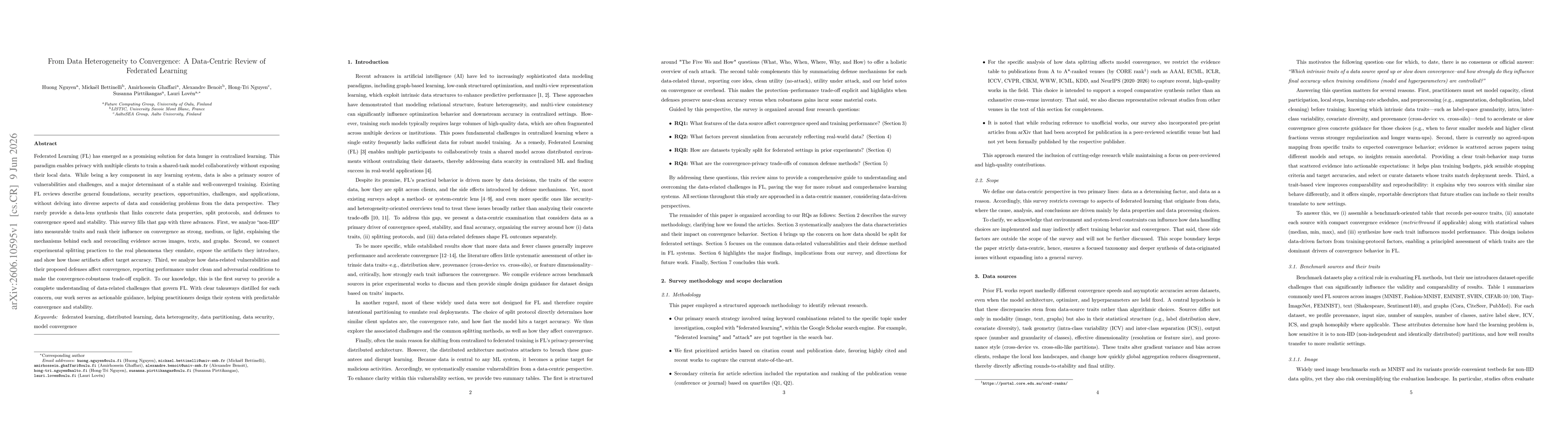 Thumbnail for From Data Heterogeneity to Convergence: A Data-Centric Review of Federated Learning