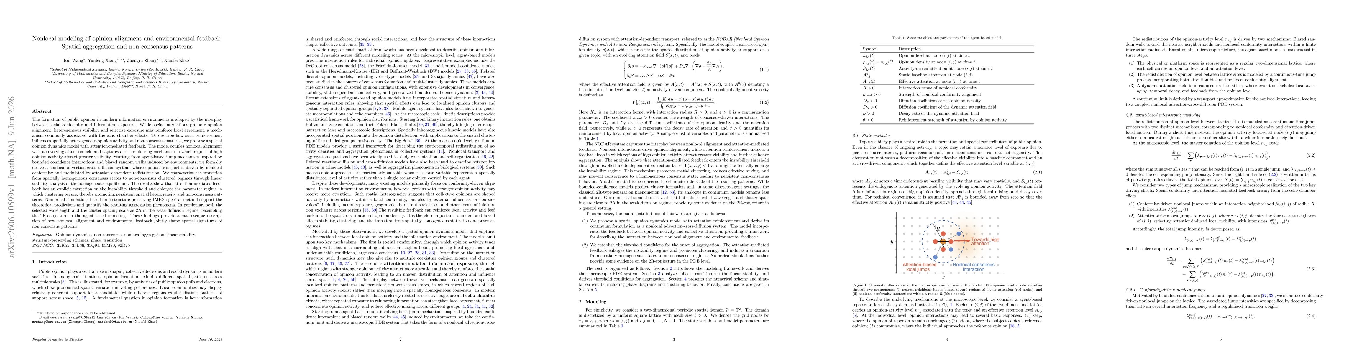 Thumbnail for Nonlocal modeling of opinion alignment and environmental feedback: Spatial aggregation and non-consensus patterns