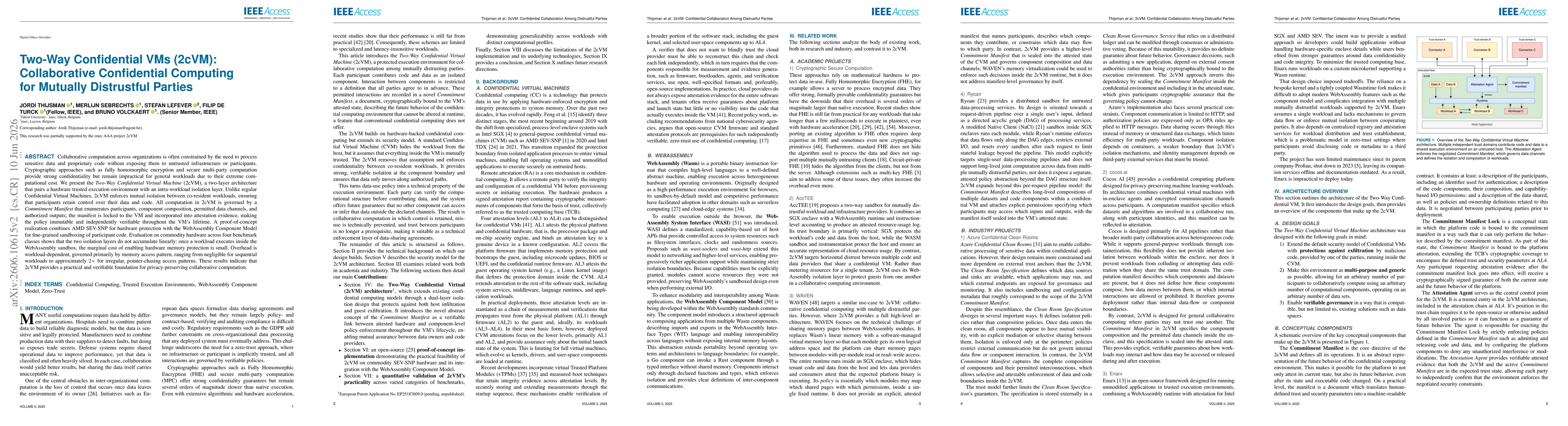 Thumbnail for Two-Way Confidential VMs (2cVM): Collaborative Confidential Computing for Mutually Distrustful Parties