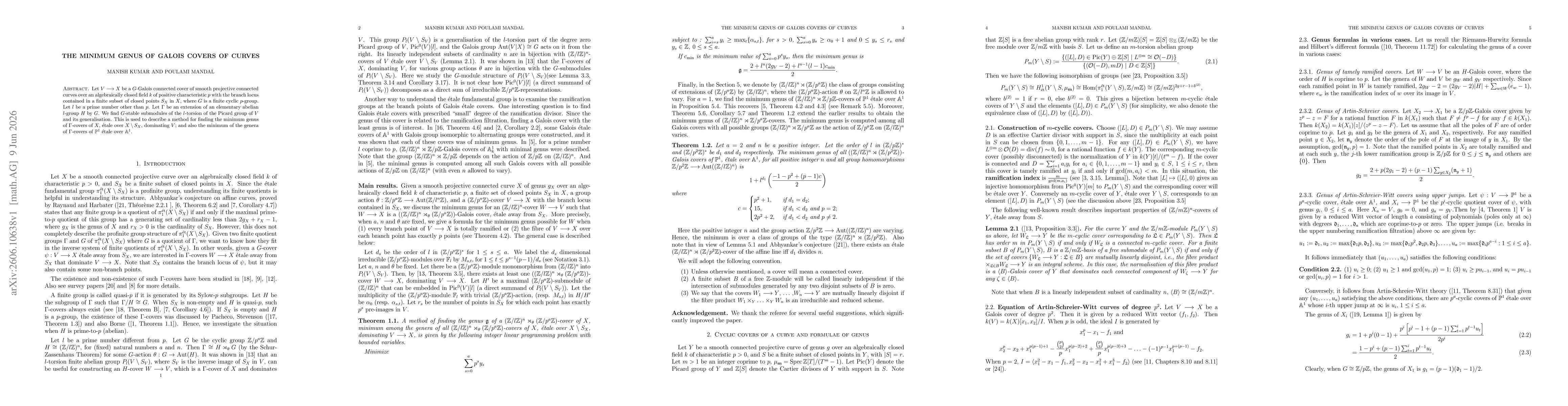 Thumbnail for The minimum genus of Galois covers of curves