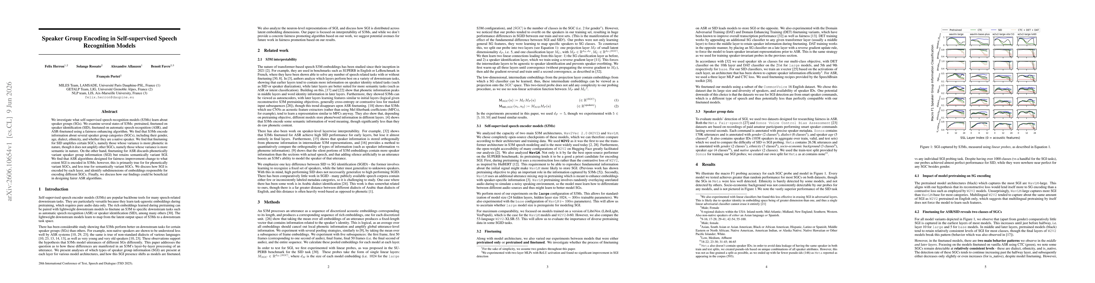 Thumbnail for Speaker Group Encoding in Self-supervised Speech Recognition Models