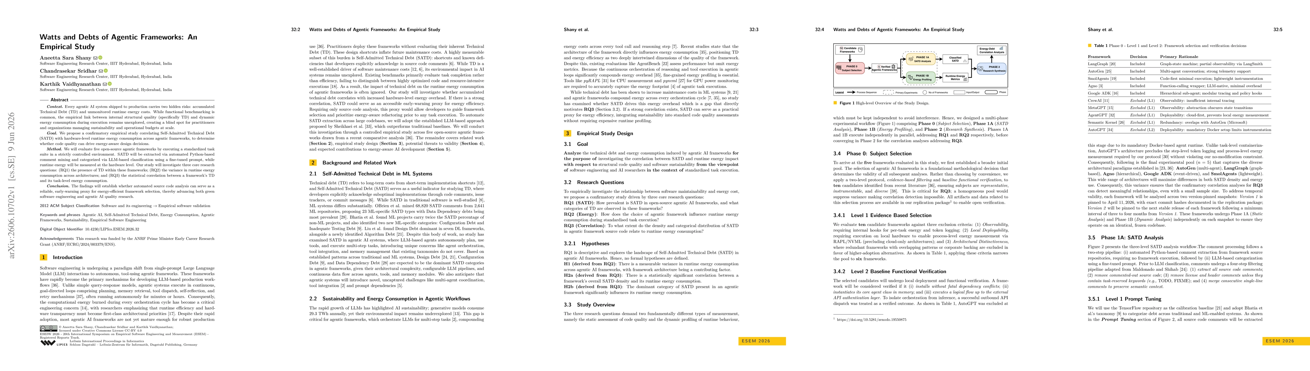 Thumbnail for Watts and Debts of Agentic Frameworks: An Empirical Study (Registered Report)