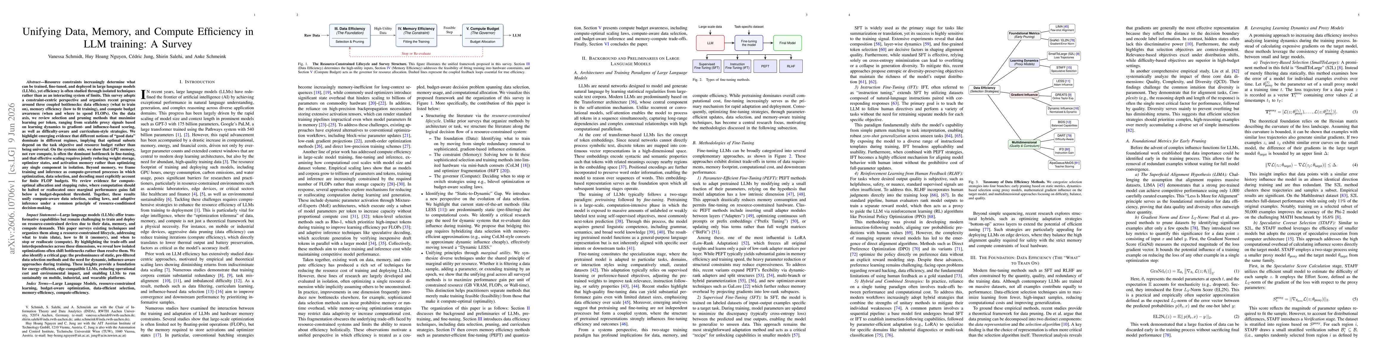 Thumbnail for Unifying Data, Memory, and Compute Efficiency in LLM training: A Survey