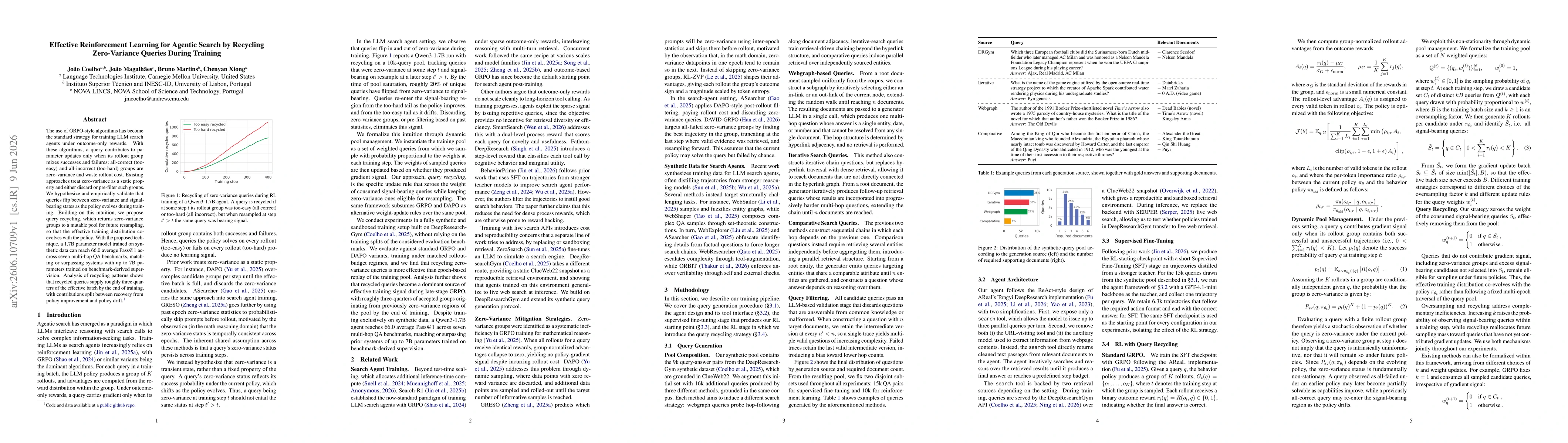 Thumbnail for Effective Reinforcement Learning for Agentic Search by Recycling Zero-Variance Queries During Training