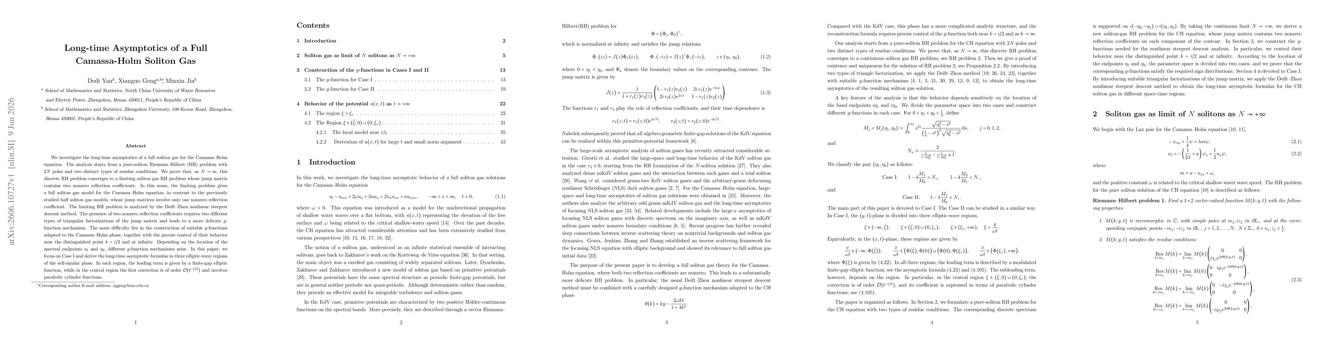 Thumbnail for Long-time Asymptotics of a Full Camassa-Holm Soliton Gas