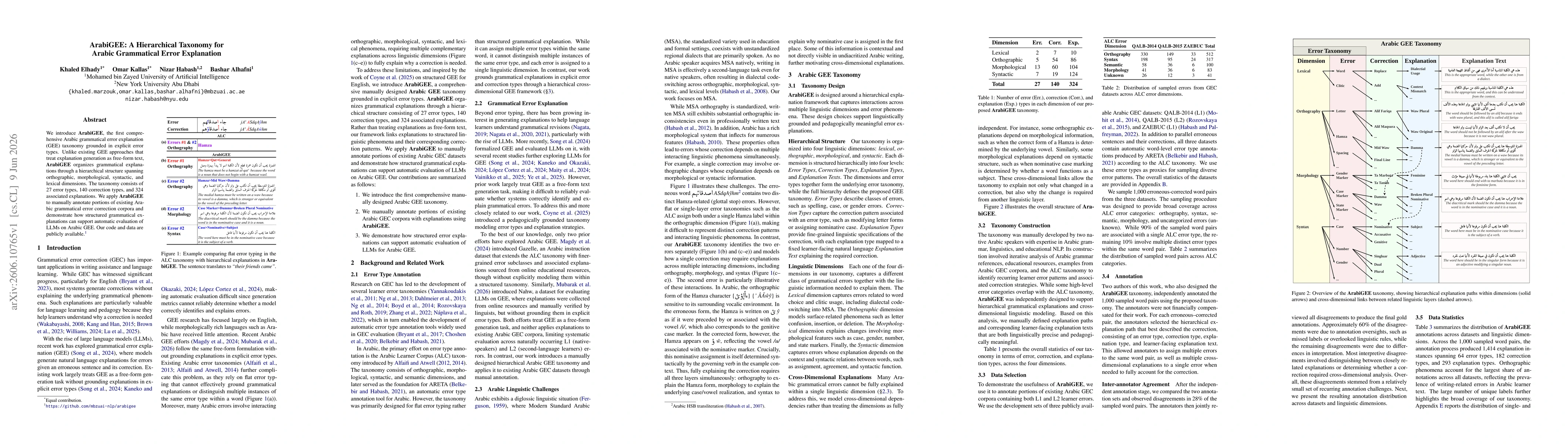 Thumbnail for ArabiGEE: A Hierarchical Taxonomy for Arabic Grammatical Error Explanation