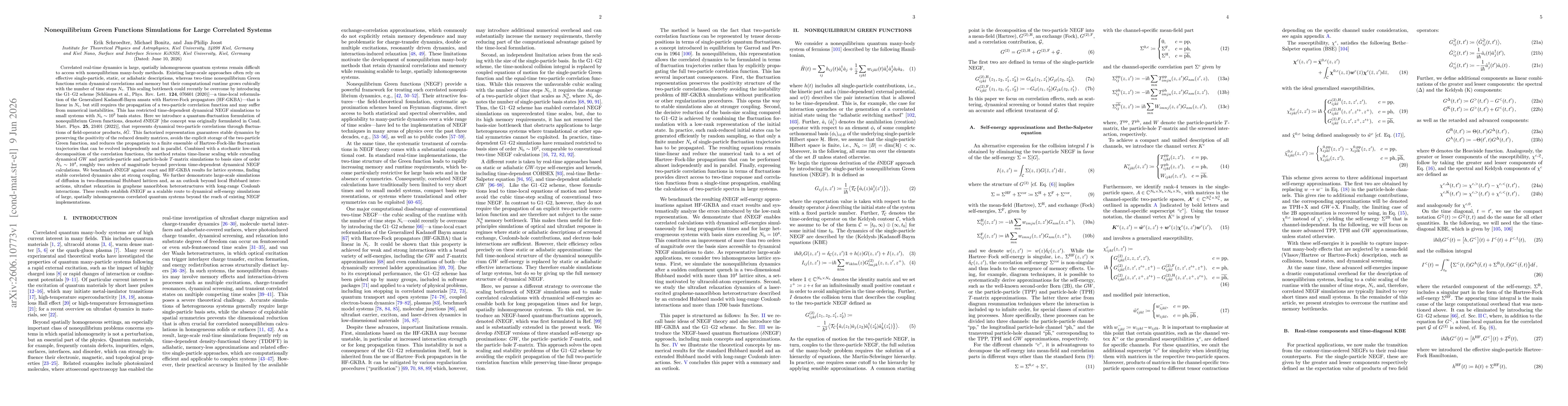 Thumbnail for Nonequilibrium Green Functions Simulations for Large Correlated Systems