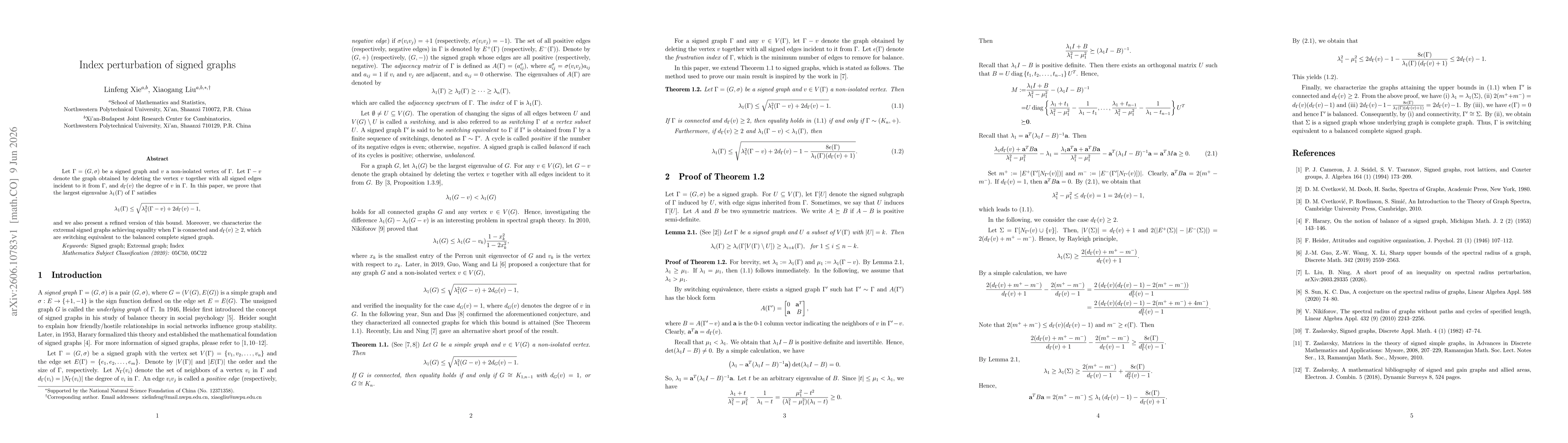 Thumbnail for Index perturbation of signed graphs