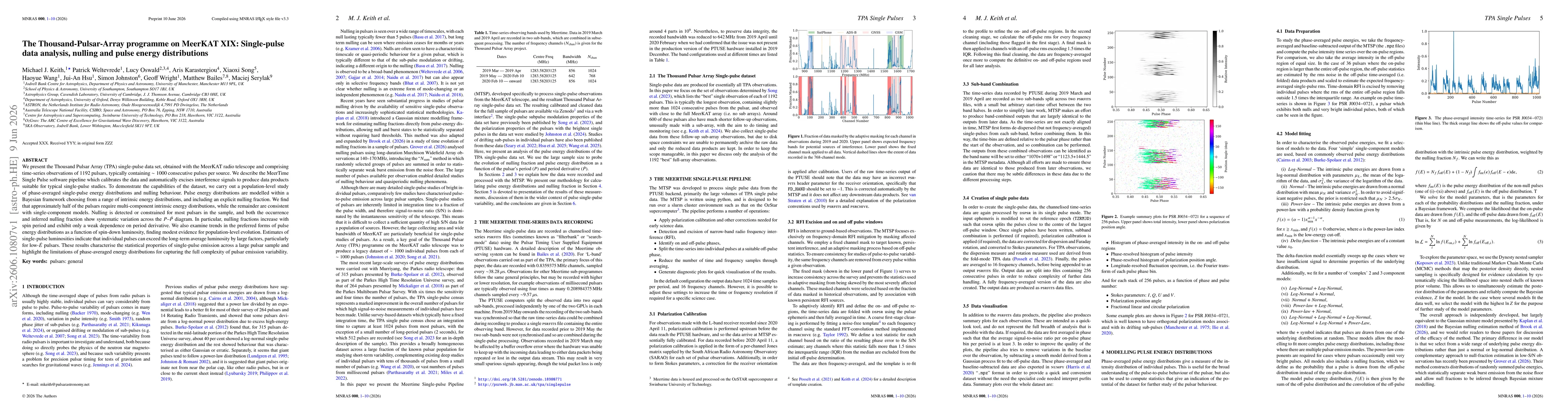 Thumbnail for The Thousand-Pulsar-Array programme on MeerKAT XIX: Single-pulse data analysis, nulling and pulse energy distributions