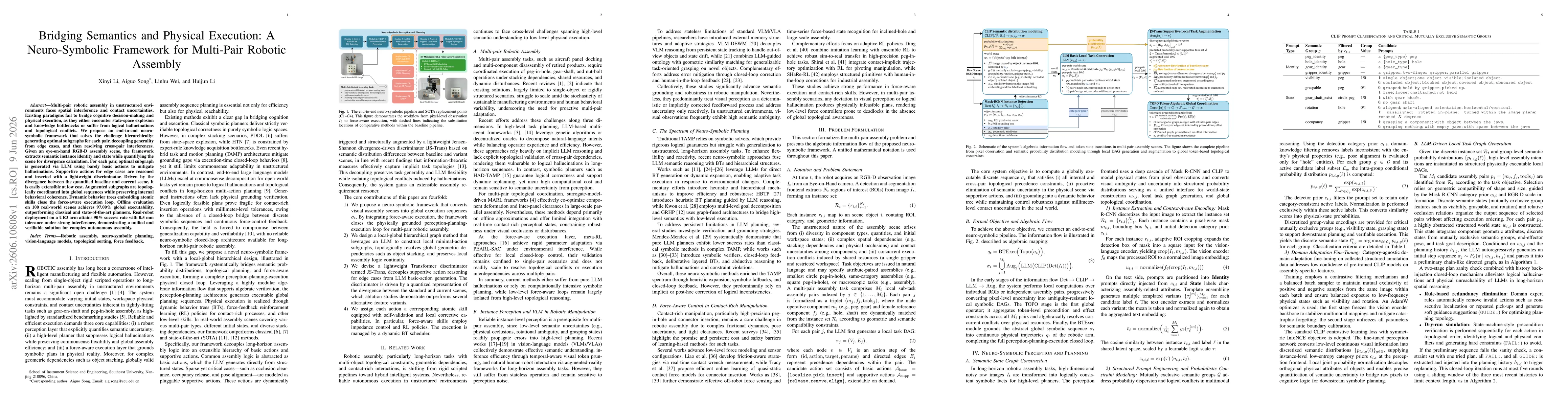 Thumbnail for Bridging Semantics and Physical Execution: A Neuro-Symbolic Framework for Multi-Pair Robotic Assembly