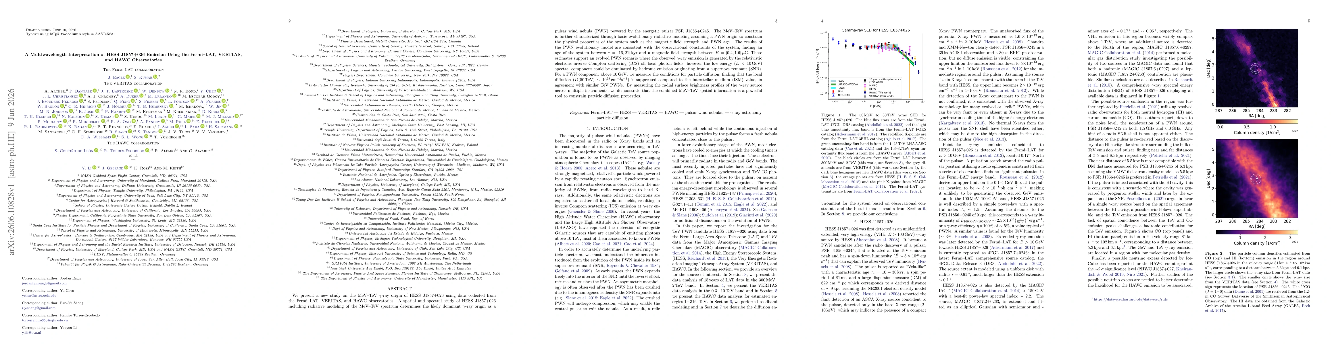 Thumbnail for A Multiwavelength Interpretation of HESS J1857+026 Emission Using the Fermi-LAT, VERITAS, and HAWC Observatories