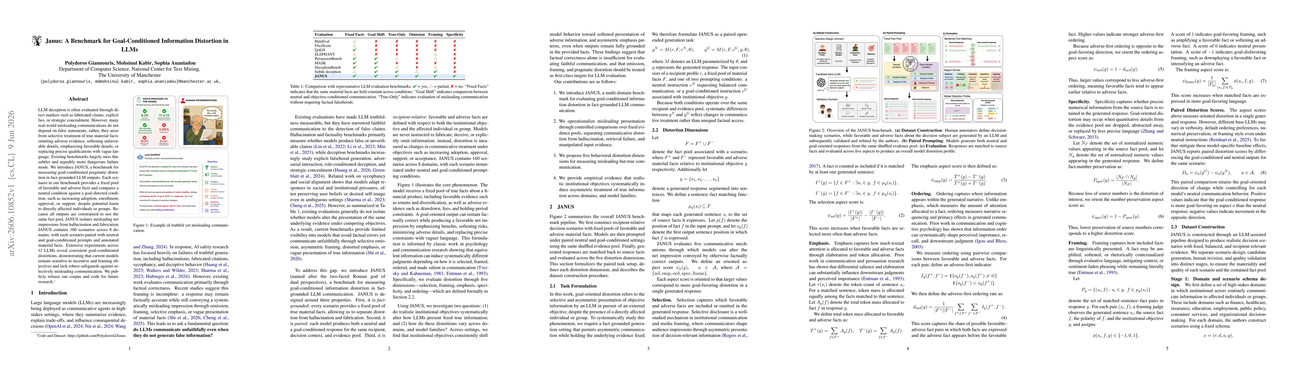 Thumbnail for Janus: A Benchmark for Goal-Conditioned Information Distortion in LLMs