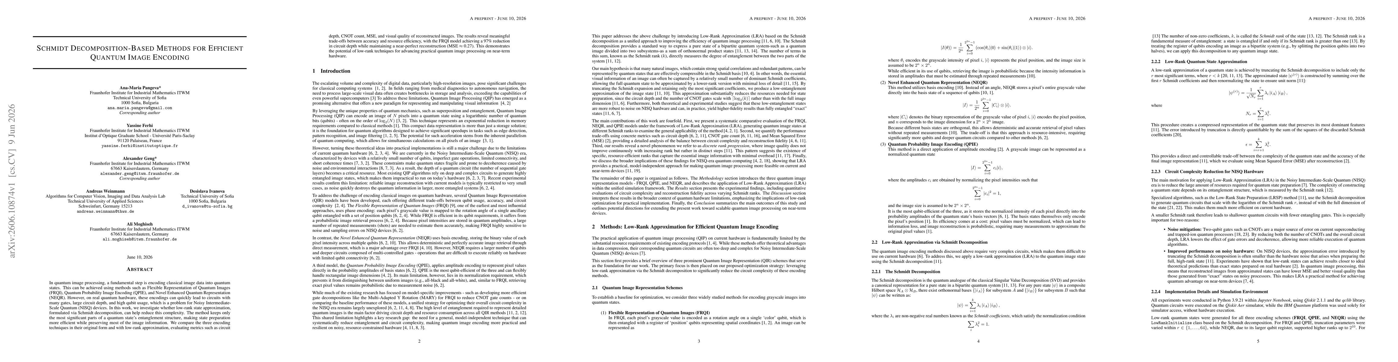 Thumbnail for Schmidt Decomposition-Based Methods for Efficient Quantum Image Encoding