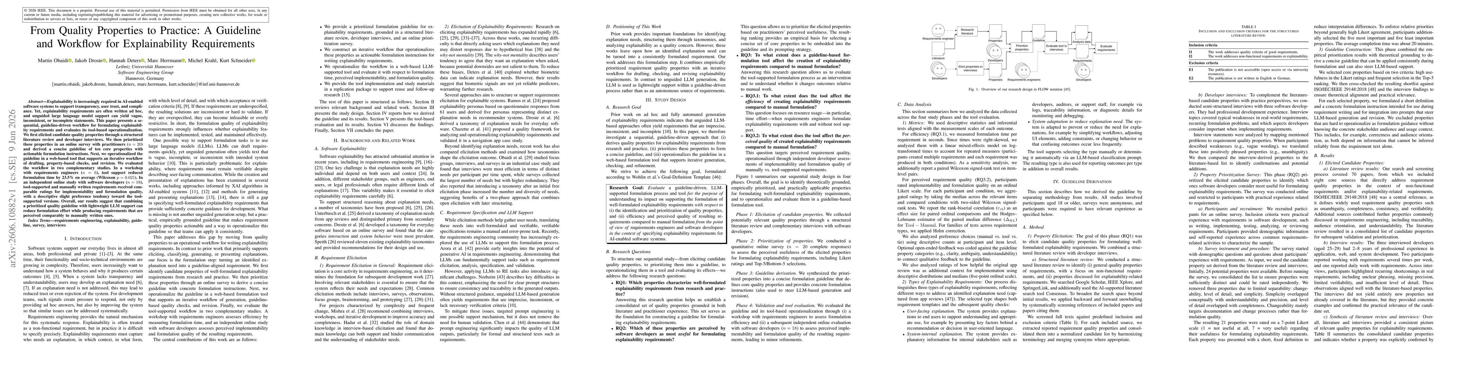 Thumbnail for From Quality Properties to Practice: A Guideline and Workflow for Explainability Requirements