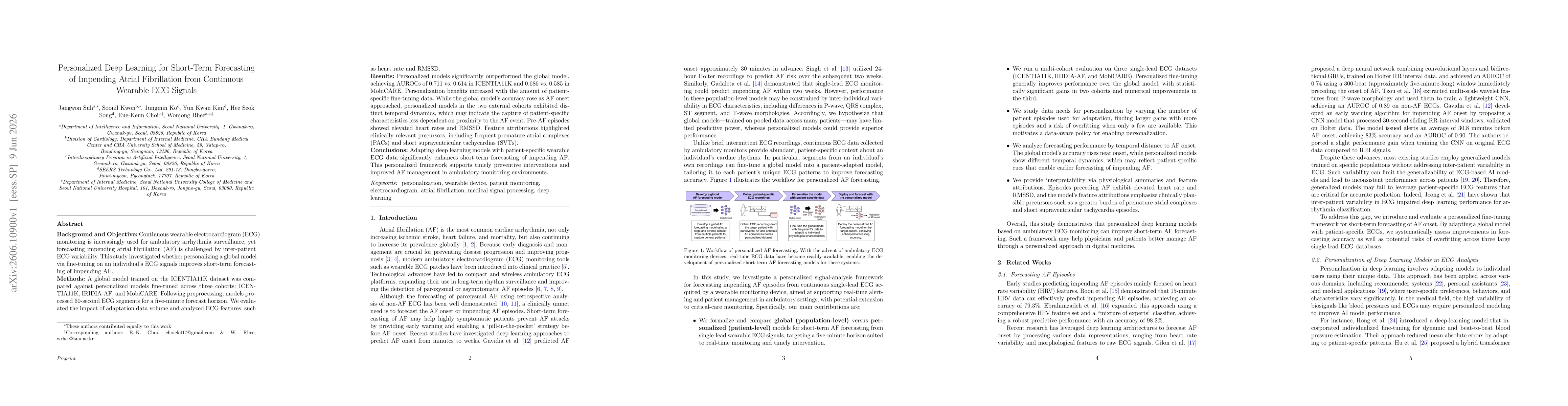 Thumbnail for Personalized Deep Learning for Short-Term Forecasting of Impending Atrial Fibrillation from Continuous Wearable ECG Signals