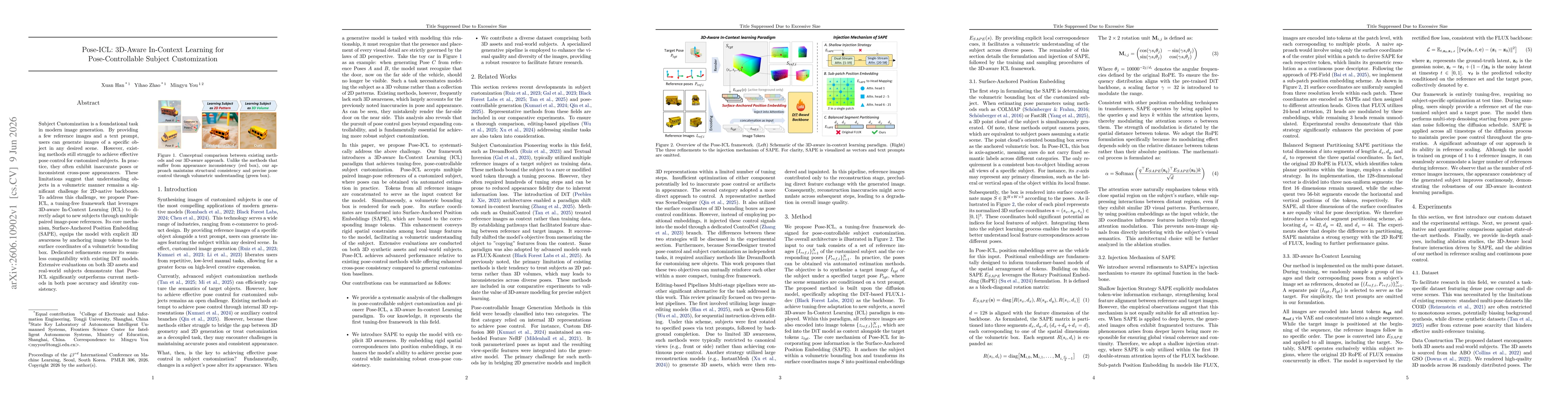 Thumbnail for Pose-ICL: 3D-Aware In-Context Learning for Pose-Controllable Subject Customization