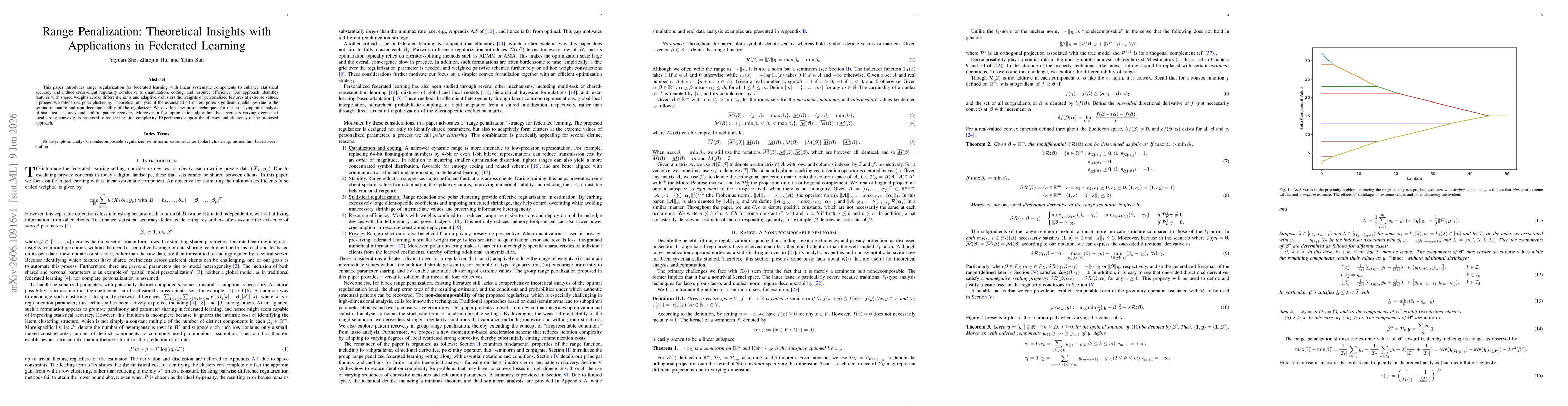 Thumbnail for Range Penalization: Theoretical Insights with Applications in Federated Learning