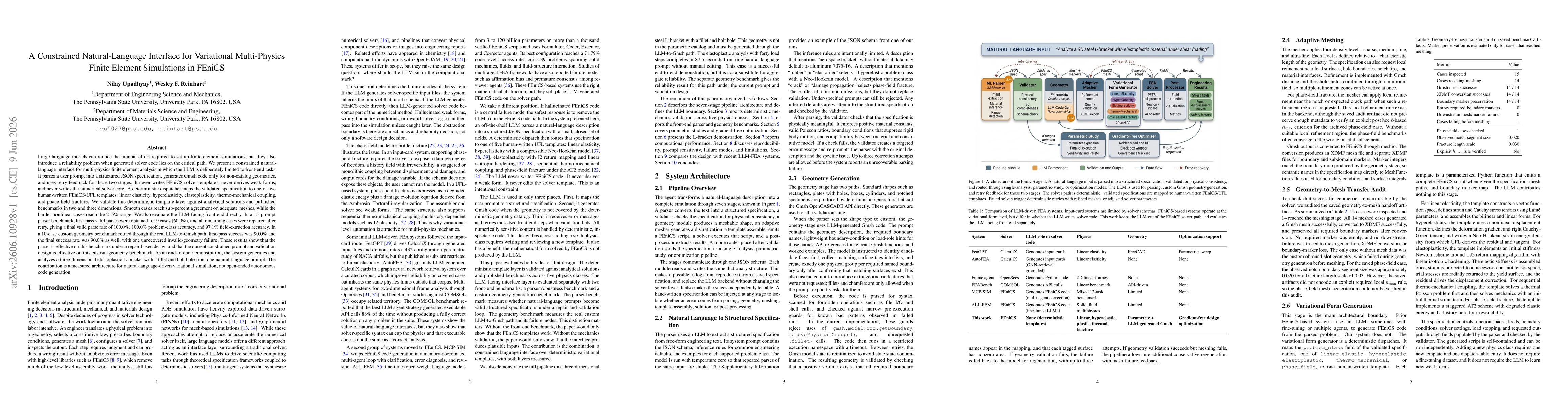 Thumbnail for A Constrained Natural-Language Interface for Variational Multi-Physics Finite Element Simulations in FEniCS