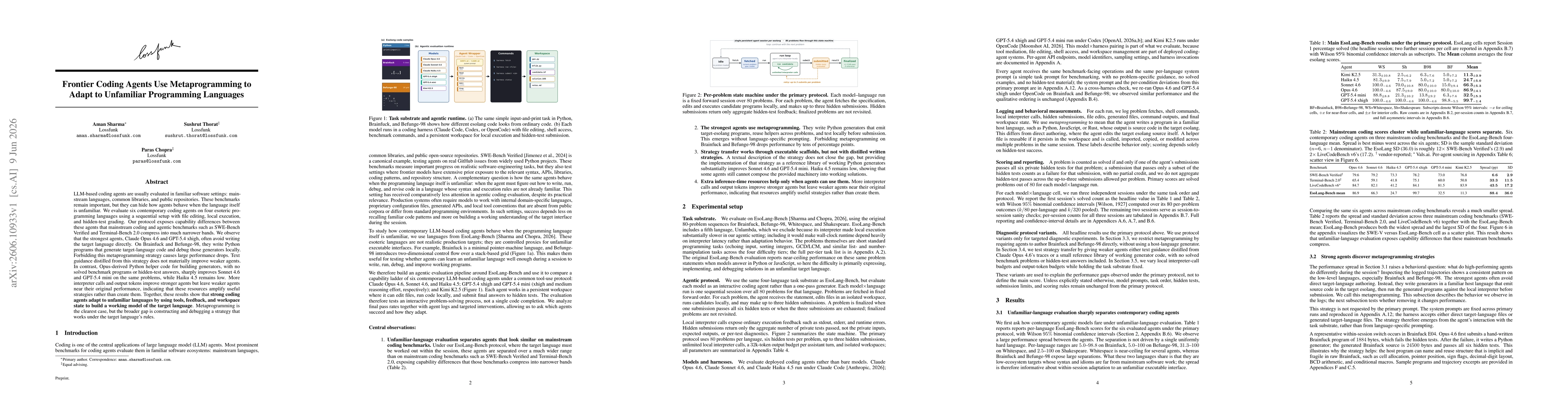 Thumbnail for Frontier Coding Agents Use Metaprogramming to Adapt to Unfamiliar Programming Languages