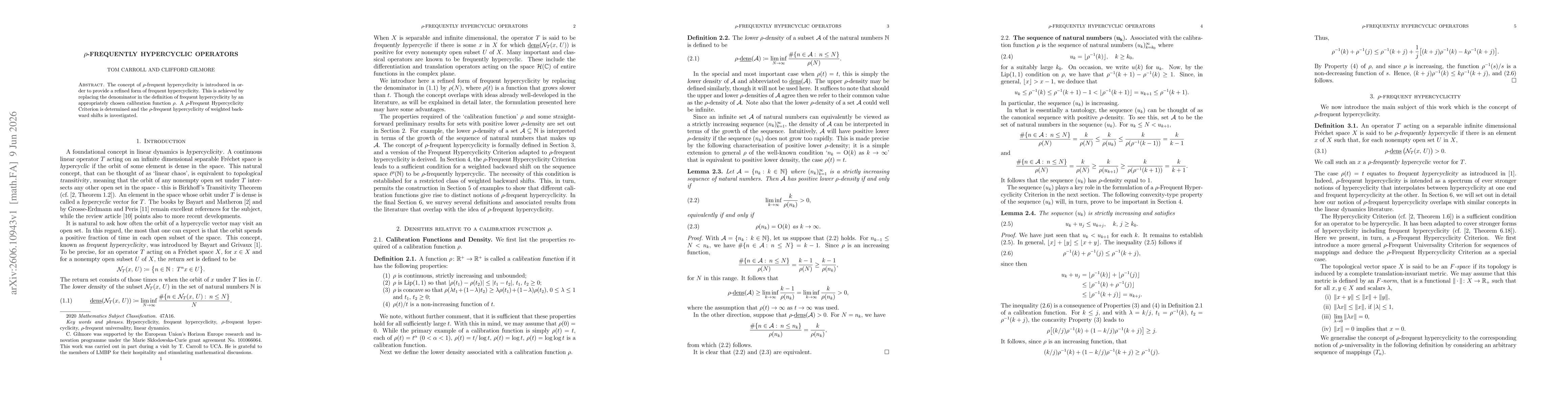 Thumbnail for $ρ$-Frequently Hypercyclic Operators
