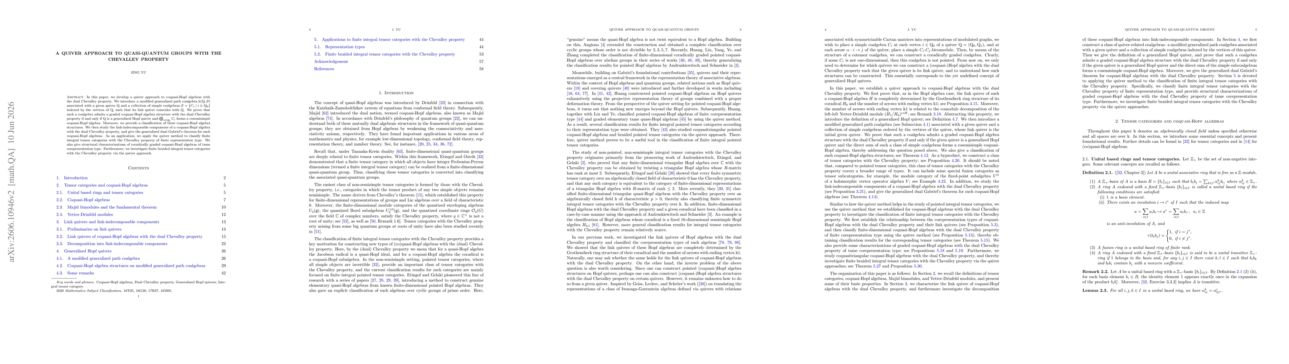 Thumbnail for A quiver approach to quasi-quantum groups with the Chevalley property