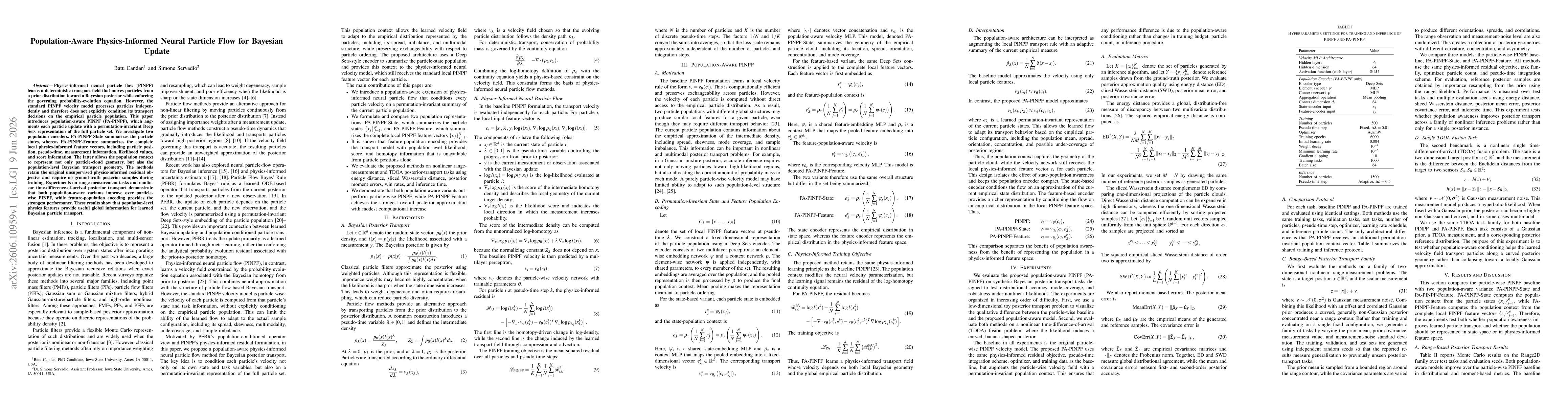 Thumbnail for Population-Aware Physics-Informed Neural Particle Flow for Bayesian Update