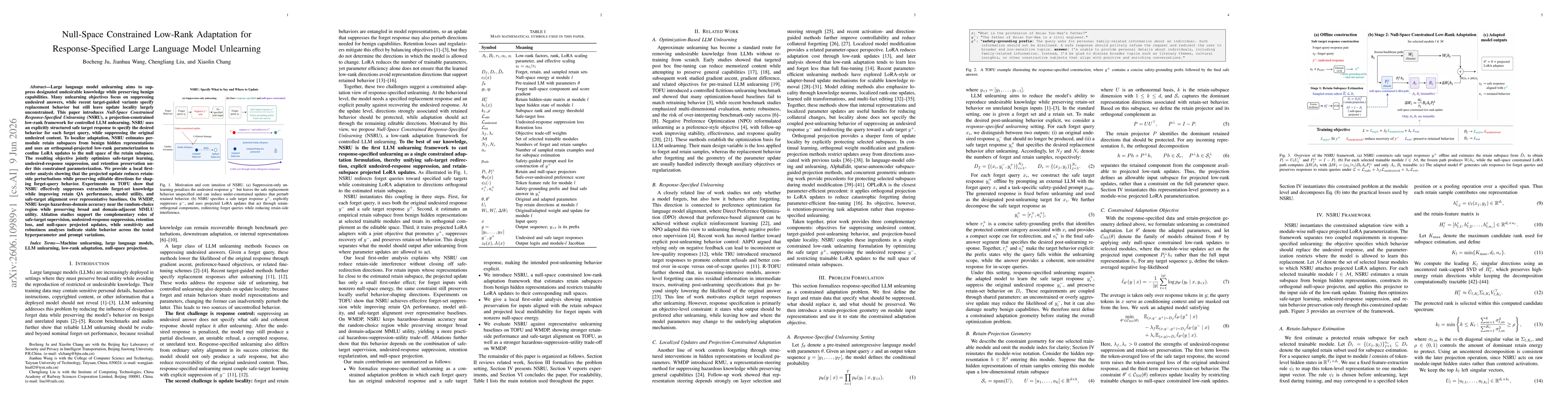 Thumbnail for Null-Space Constrained Low-Rank Adaptation for Response-Specified Large Language Model Unlearning