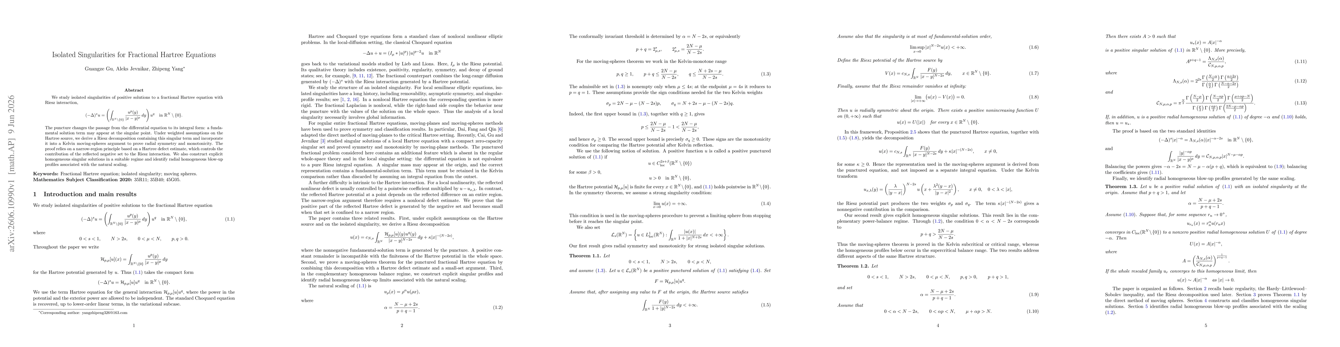 Thumbnail for Isolated Singularities for Fractional Hartree Equations