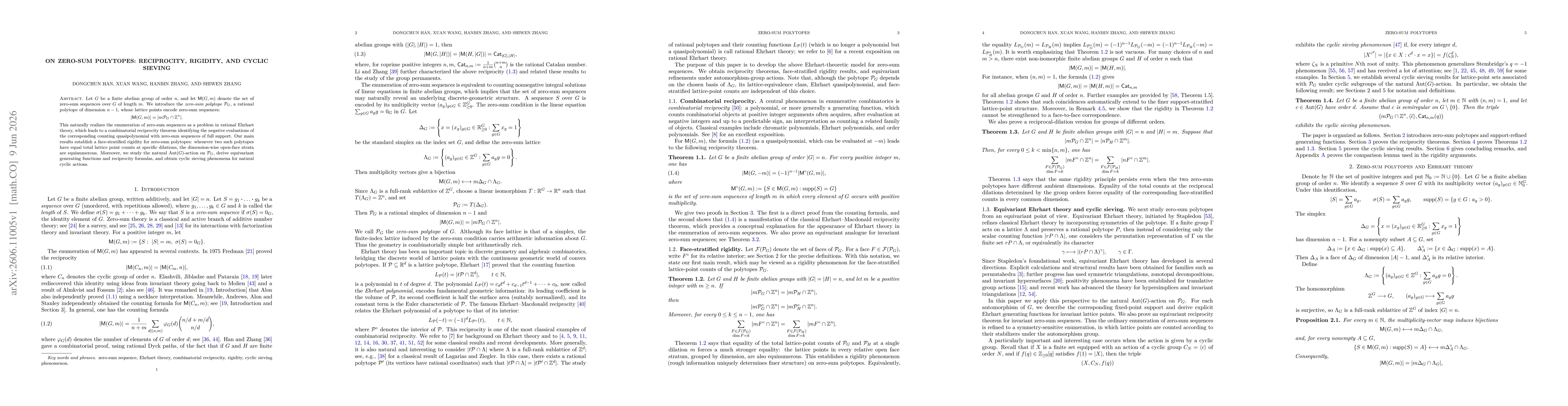 Thumbnail for On zero-sum polytopes: reciprocity, rigidity, and cyclic sieving