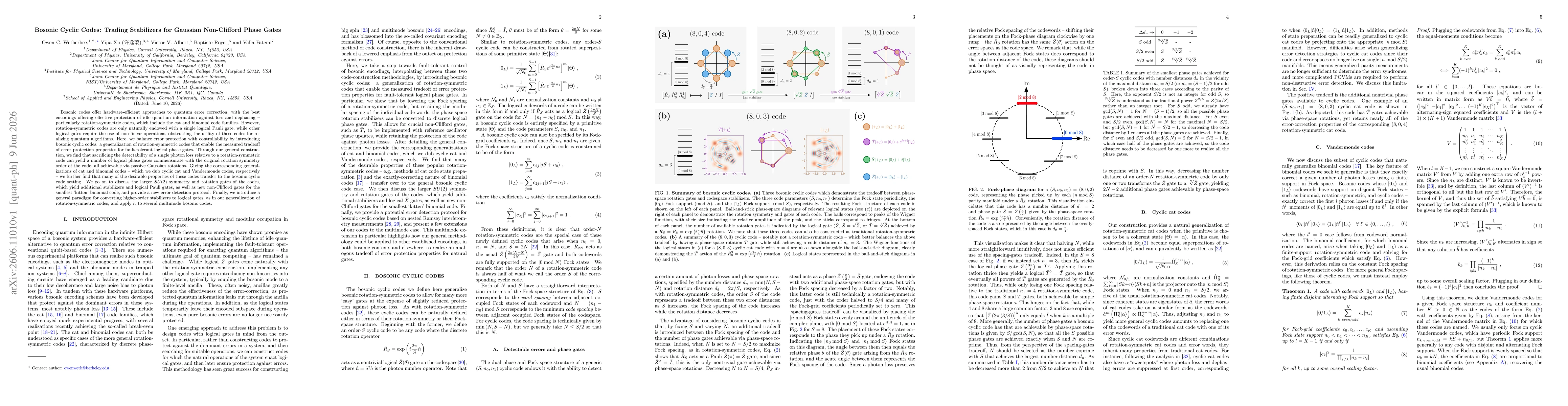 Thumbnail for Bosonic Cyclic Codes: Trading Stabilizers for Gaussian Non-Clifford Phase Gates