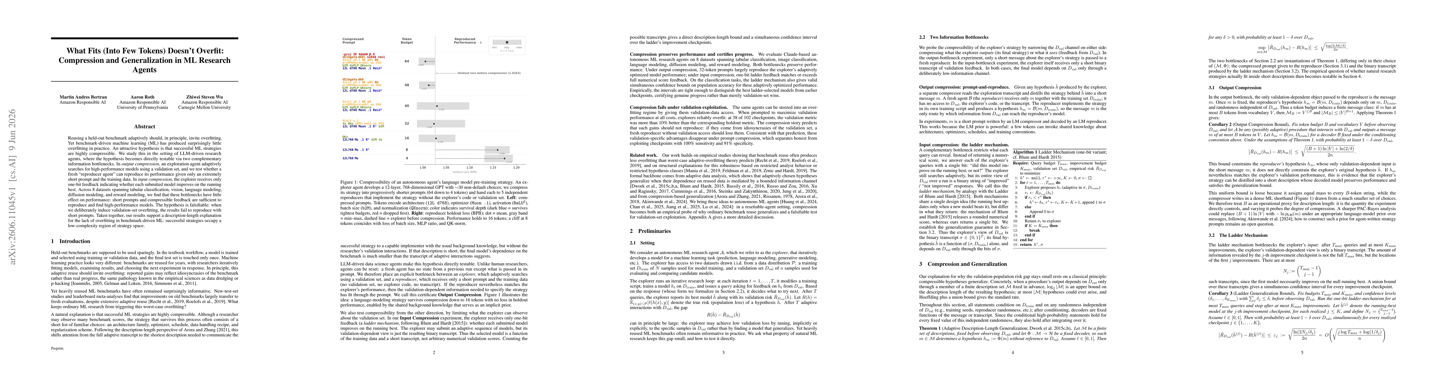Thumbnail for What Fits (Into Few Tokens) Doesn't Overfit: Compression and Generalization in ML Research Agents