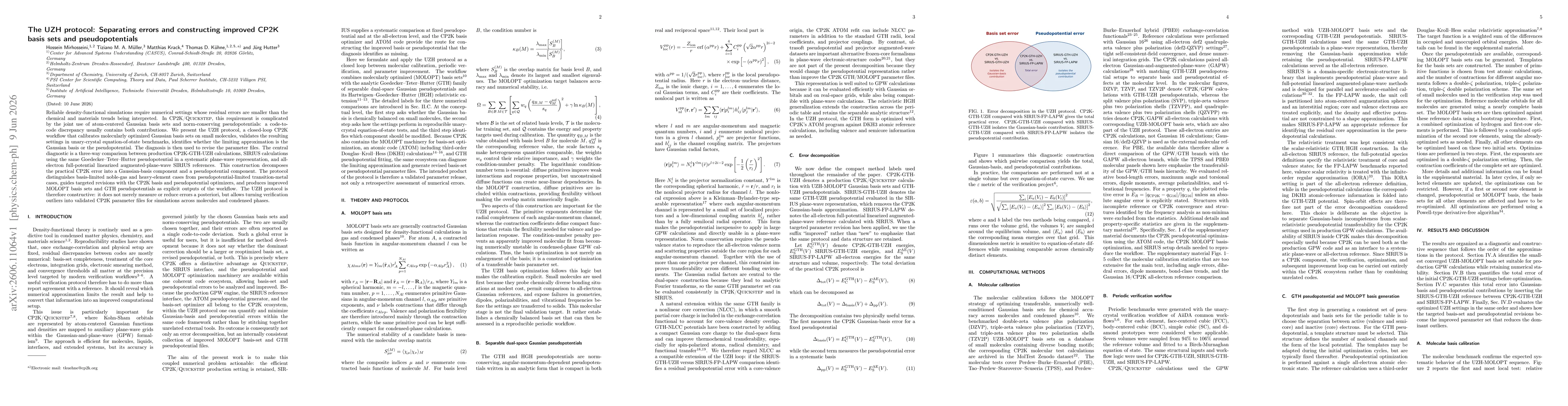 Thumbnail for The UZH protocol: Separating errors and constructing improved CP2K basis sets and pseudopotentials