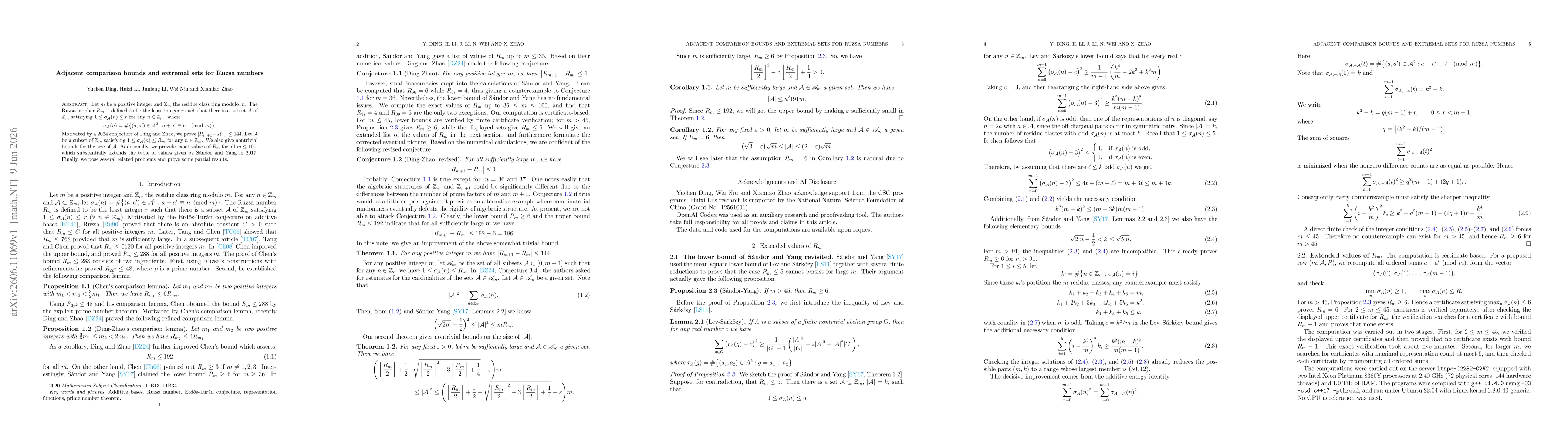 Thumbnail for Adjacent comparison bounds and extremal sets for Ruzsa numbers