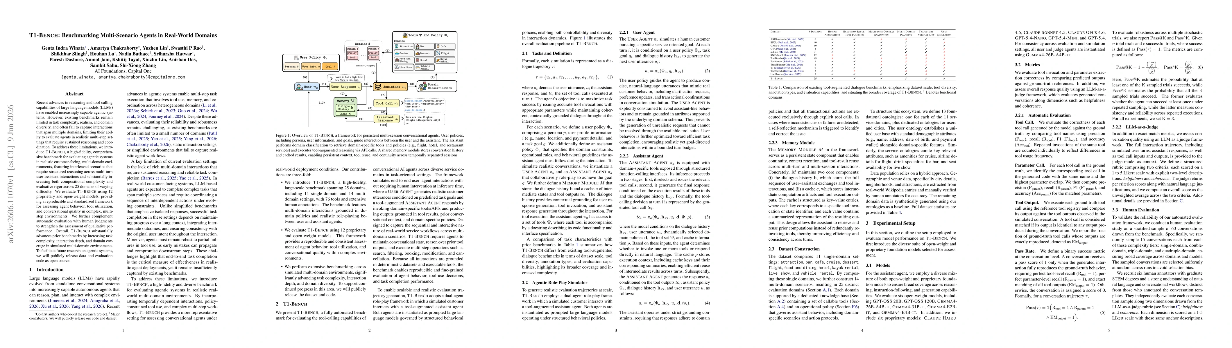 Thumbnail for T1-Bench: Benchmarking Multi-Scenario Agents in Real-World Domains