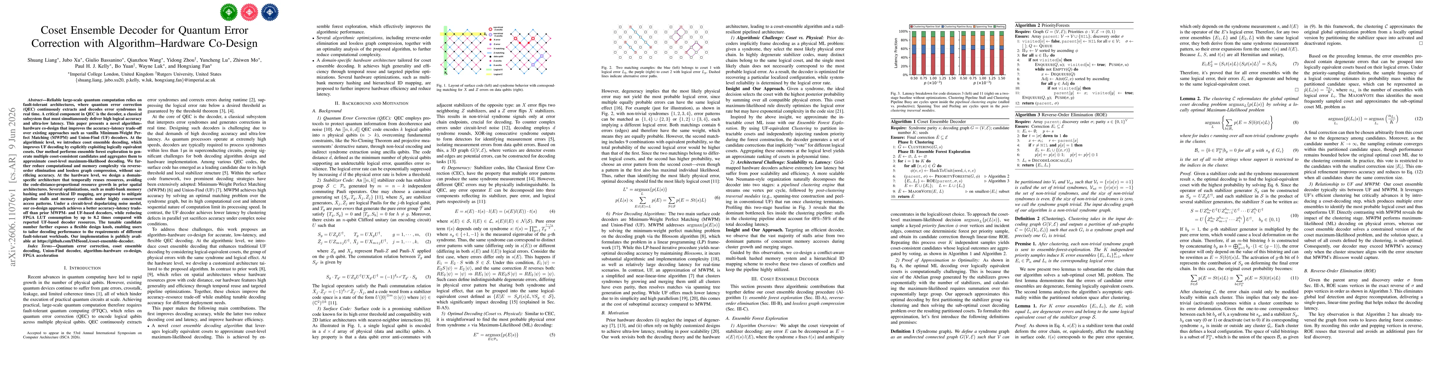 Thumbnail for Coset Ensemble Decoder for Quantum Error Correction with Algorithm-Hardware Co-Design