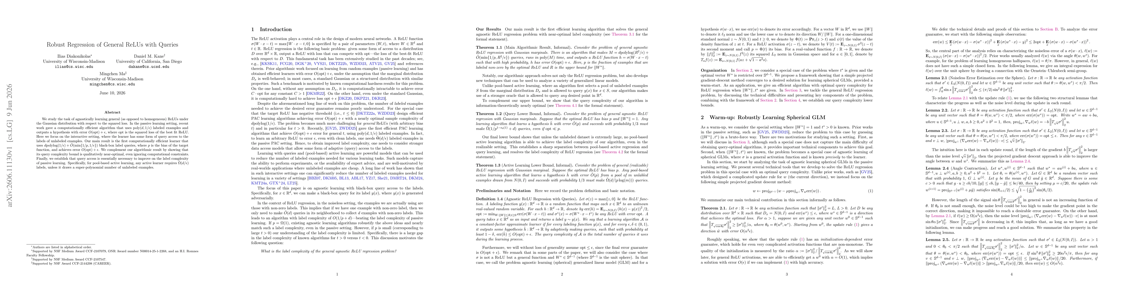 Thumbnail for Robust Regression of General ReLUs with Queries