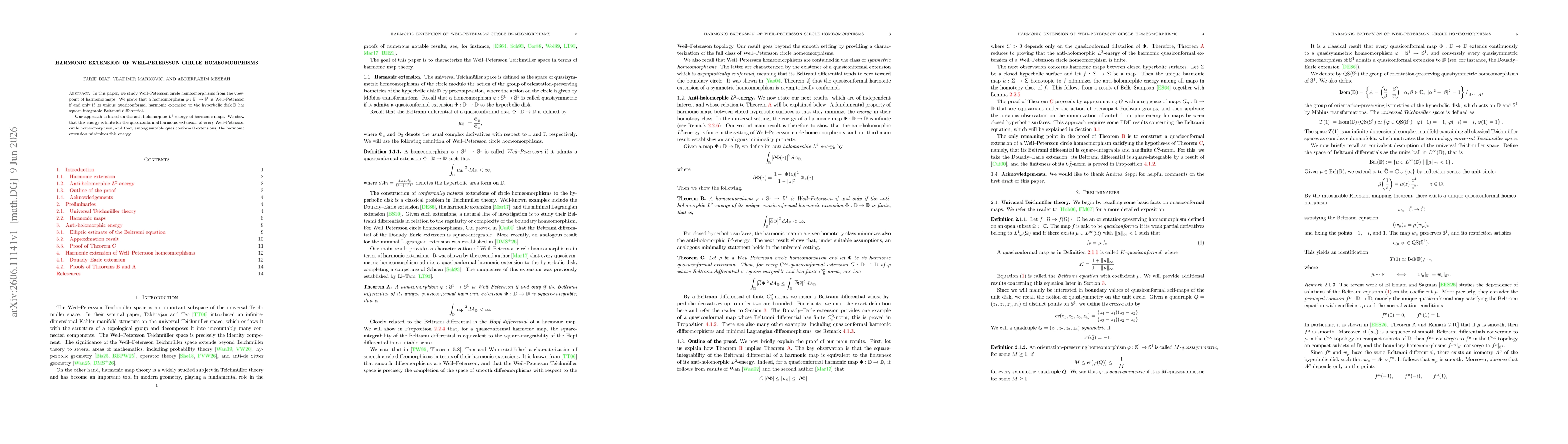 Thumbnail for Harmonic extension of Weil-Petersson circle homeomorphisms