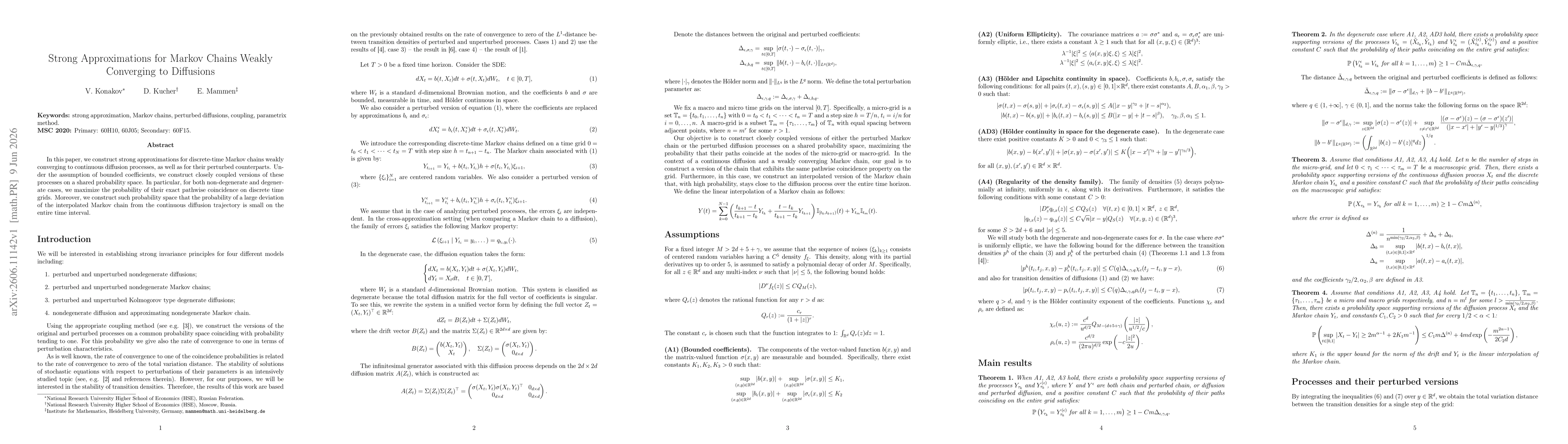 Thumbnail for Strong Approximations for Markov Chains Weakly Converging to Diffusions