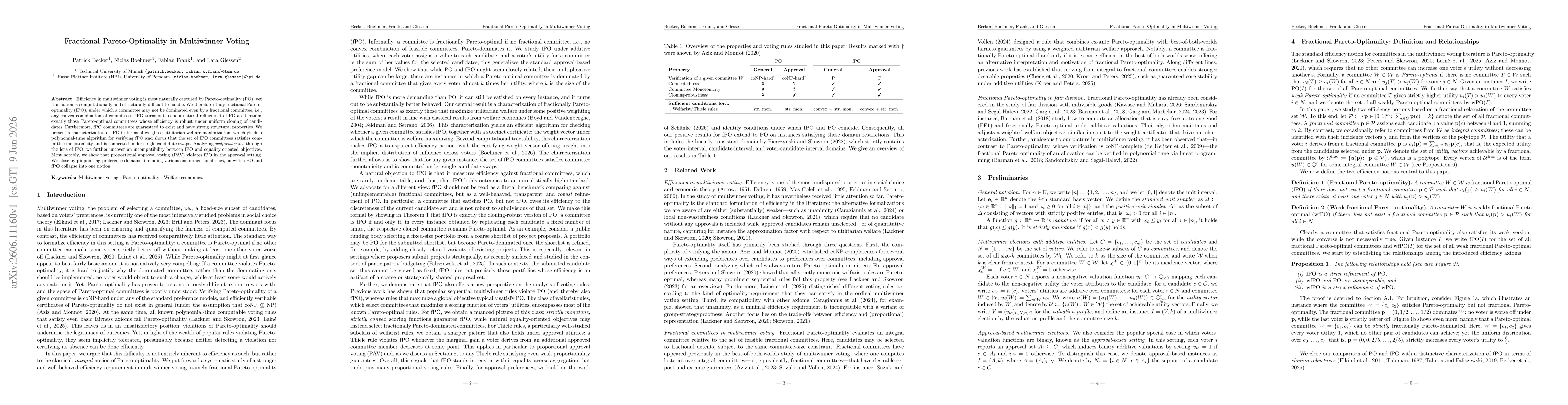 Thumbnail for Fractional Pareto-Optimality in Multiwinner Voting