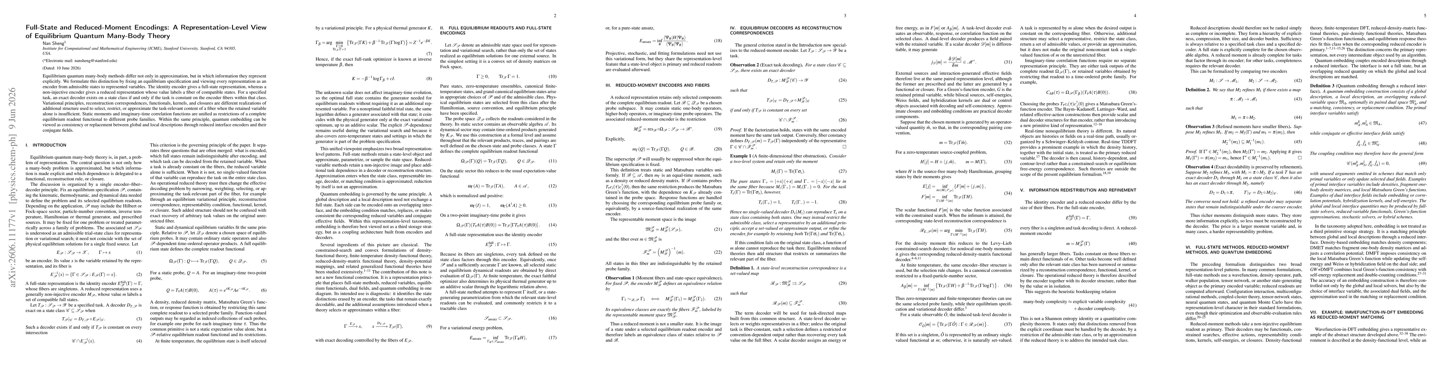 Thumbnail for Full-State and Reduced-Moment Encodings: A Representation-Level View of Equilibrium Quantum Many-Body Theory
