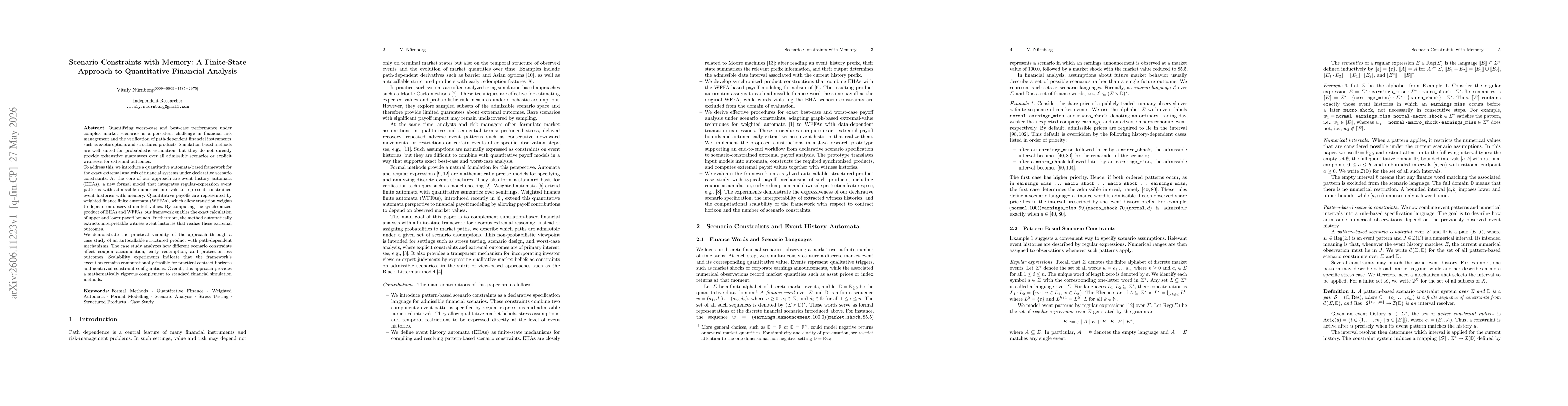 Thumbnail for Scenario Constraints with Memory: A Finite-State Approach to Quantitative Financial Analysis