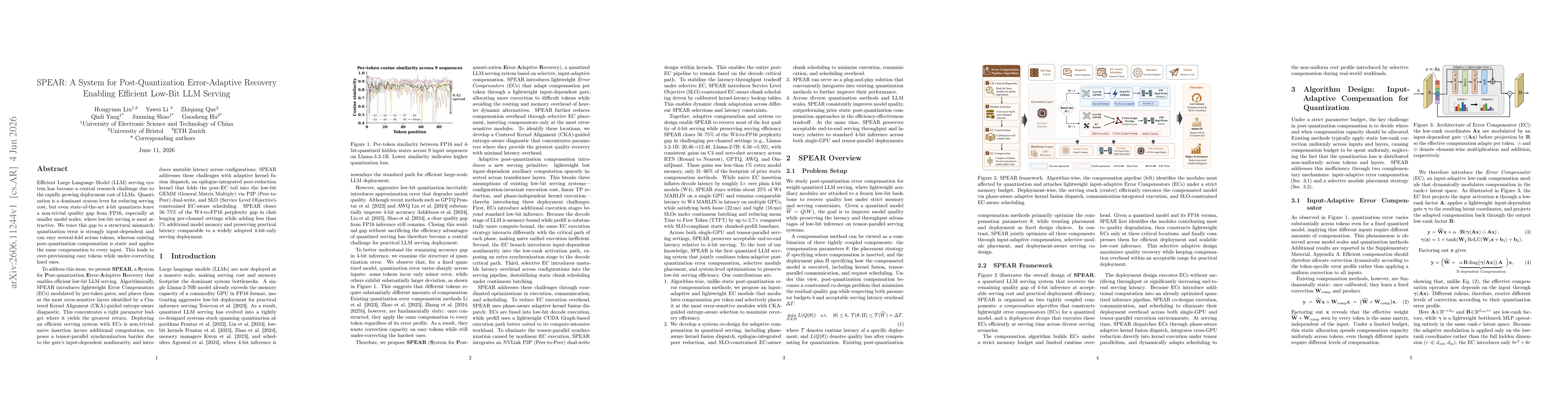 Thumbnail for SPEAR: A System for Post-Quantization Error-Adaptive Recovery Enabling Efficient Low-Bit LLM Serving