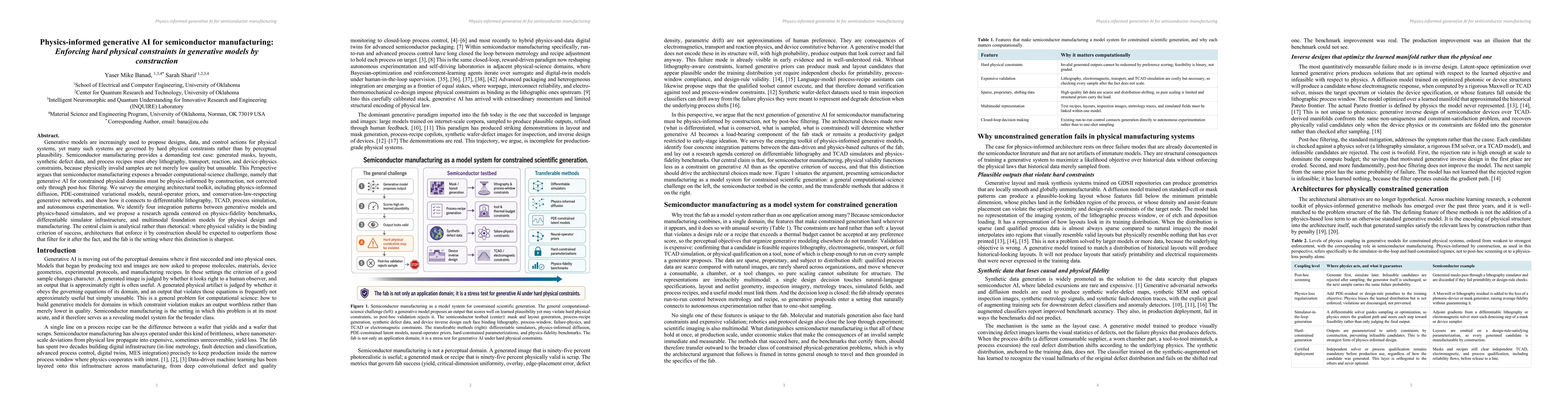 Thumbnail for Physics-informed generative AI for semiconductor manufacturing: Enforcing hard physical constraints in generative models by construction