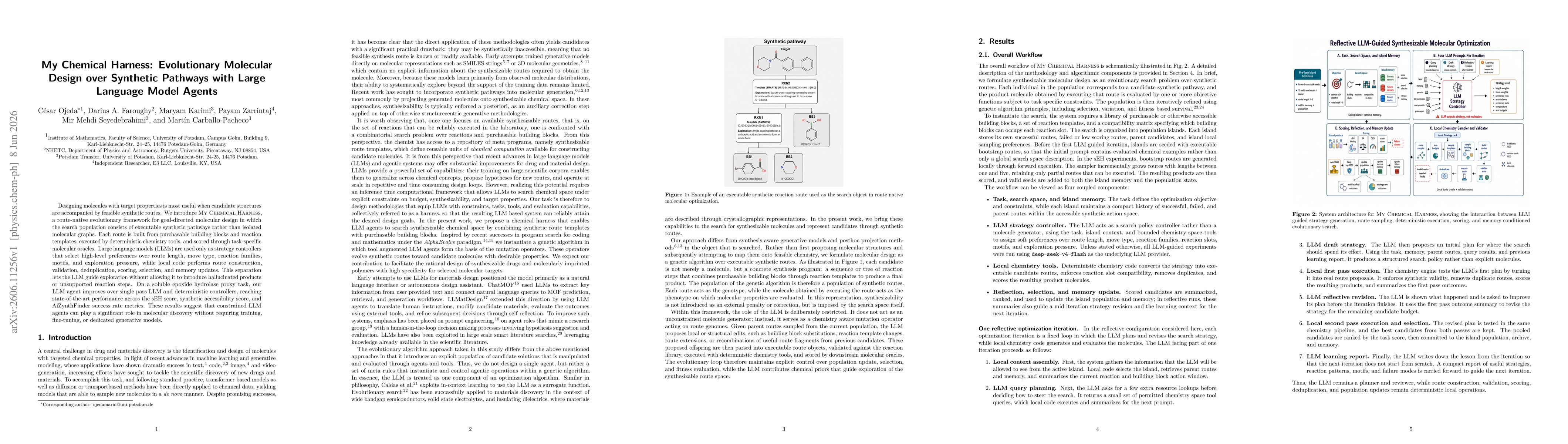 Thumbnail for My Chemical Harness: Evolutionary Molecular Design over Synthetic Pathways with Large Language Model Agents
