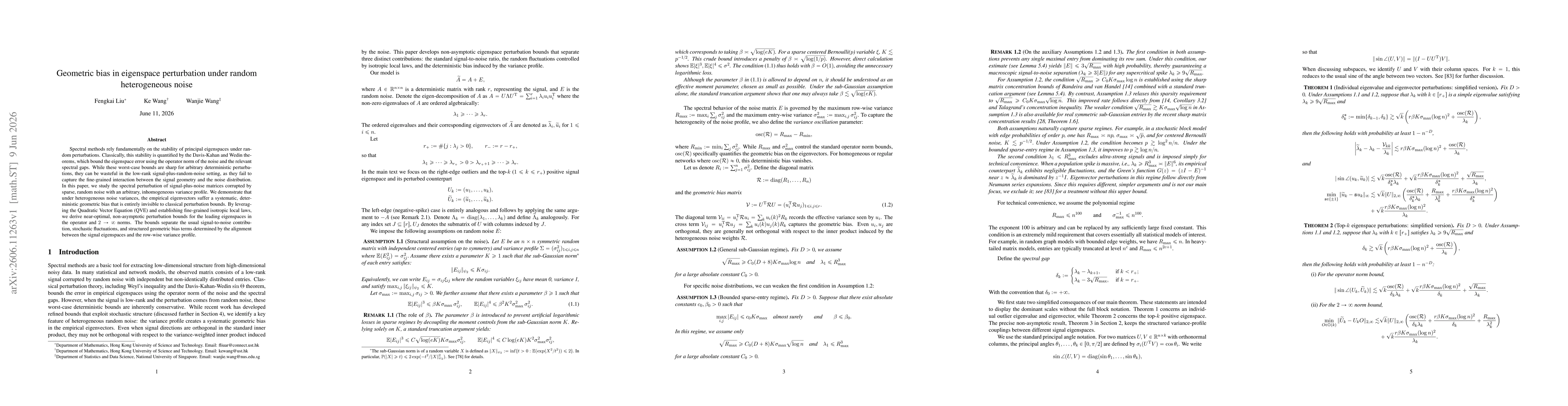 Thumbnail for Geometric bias in eigenspace perturbation under random heterogeneous noise