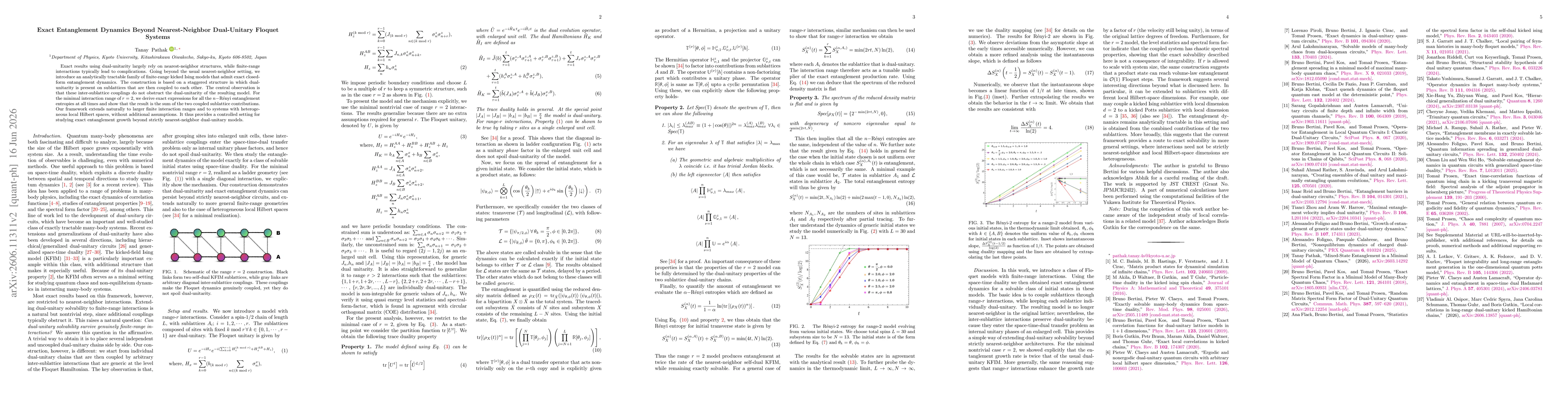 Thumbnail for Exact Entanglement Dynamics Beyond Nearest-Neighbor Dual-Unitary Floquet Systems